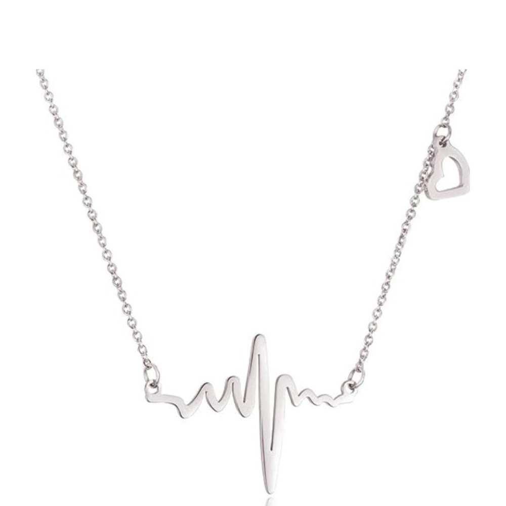 NEW Women's‎ Silver Heartbeat EKG Necklace